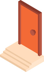 Wooden door icon isometric vector. Brown closed entrance door with threshold. Exterior, construction and repair concept