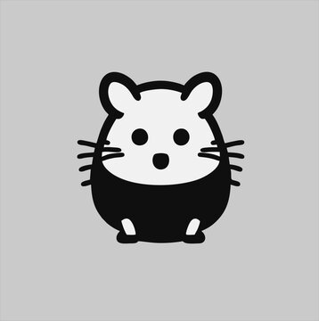 Hamster animal illustration logo, hamster silhouette isolated on gray background