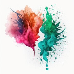 Digital Illustration of Abstract Watercolor Paint Background, Chaotic Explosion of Colors, for Backgrounds, as a Graphic Resource or Embellishment. Made in part with generative ai.
