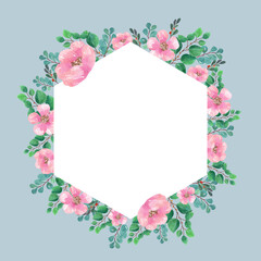watercolor floral frame hand draw illustration  for  invitation , wedding or greeting cards