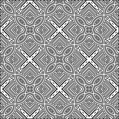 Fototapeta premium Stylish texture with figures from lines.Abstract geometric black and white pattern for web page, textures, card, poster, fabric, textile. Monochrome graphic repeating design. 