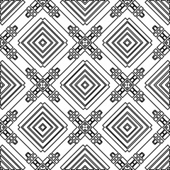 Stylish texture with figures from lines.Abstract geometric black and white pattern for web page, textures, card, poster, fabric, textile. Monochrome graphic repeating design. 