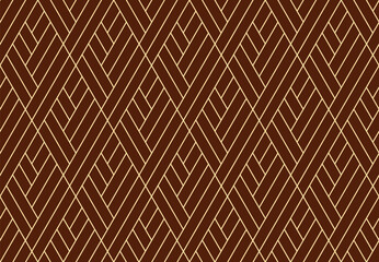 Abstract geometric pattern with stripes, lines. Seamless vector background. Gold and brown ornament. Simple lattice graphic design