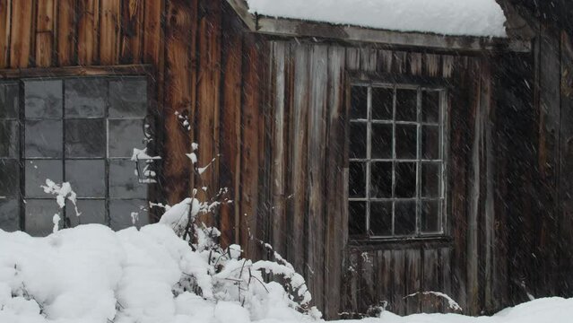Old barn in snow flurry - 2
