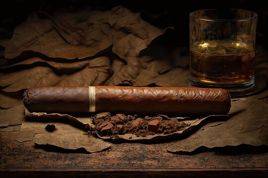 Cuban Cigar Smoking. Photo generative AI