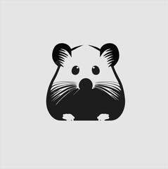 Hamster animal illustration logo, hamster silhouette isolated on gray background