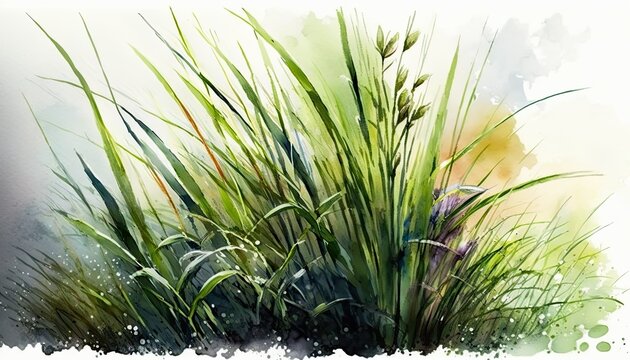 Beautiful Colorful Artistic Designer Easter grass Watercolor Painting for Desktop Background or Digital Device, Holiday Celebration of Happiness, Joy, Cheerfulness generative AI