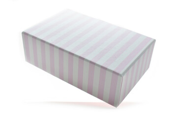 stripe pink paper box on white background, package for design