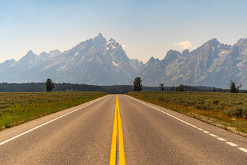 Road leading to Grand Teton National Park.