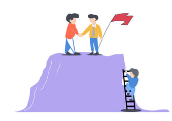 flat design businessman is success on his job. goal and success concept.