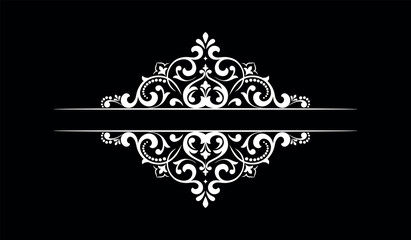 Vintage black and white element. Graphic vector design. Damask graphic ornament