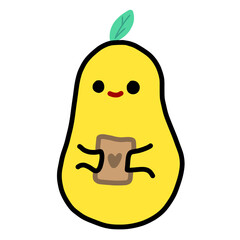 Illustration vector graphic of yellow pear cartoon good for mini book cover, drawing book cover, etc