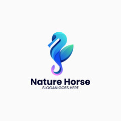 Vector Logo Illustration Nature Horse Gradient Colorful Style
