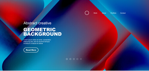 Geometric landing page background. Fluid colors and simple shapes abstract composition. Vector illustration for wallpaper, banner, background, leaflet, catalog, cover, flyer