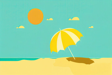 Fototapeta na wymiar summer beach background with umbrella