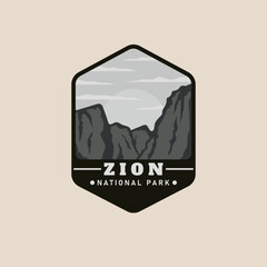 zion national park logo vector patch symbol illustration design - obrazy, fototapety, plakaty