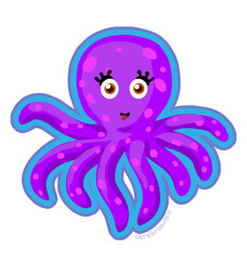 Cute purple squid for sticker