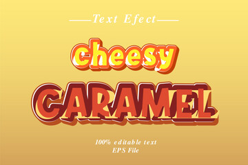 Editable cheesy caramel vector text effect
