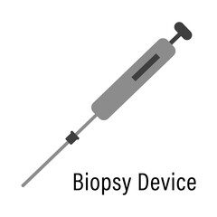 Biopsy device flat icon vector illustration, biopsy tool icon, biopsy procedure on white background.