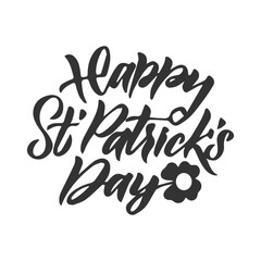 Happy Saint Patrick's Day logotype. Hand lettering Irish vector design. Beer festival lettering typography icon. Saint Patricks day greeting card. Vector template for banner, poster, flyer, postcard.