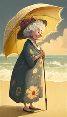 elder with an umbrella