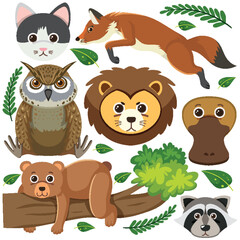 Set of mix animal character