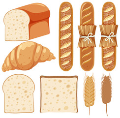 mix set of bread bakery
