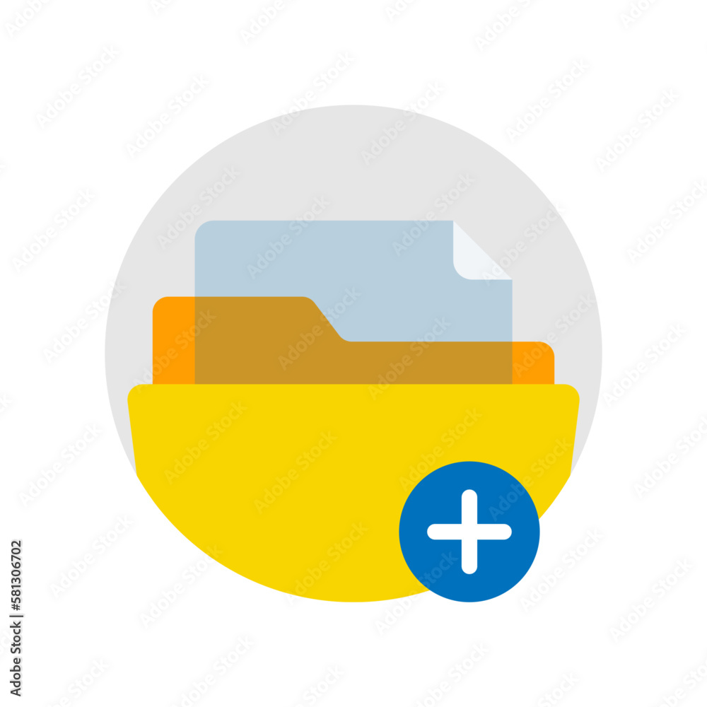 Poster add new document file to folder button concept illustration flat design vector eps10. modern graphic