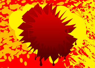 Colorful Red and Yellow Graffiti speech bubble background. Abstract modern street art backdrop, wallpaper decoration performed in urban painting style.