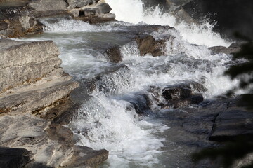 waterfall and rocks, Jasper National Park, Alberta
