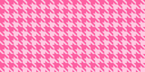 Houndstooth seamless pattern. Pink dogs tooth repeating background. Fabric texture sample. Vector wallpaper - obrazy, fototapety, plakaty