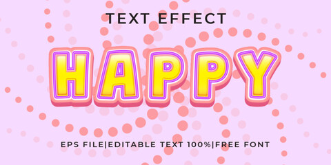 happy naive 3d text effect logo mockup vector template mockup