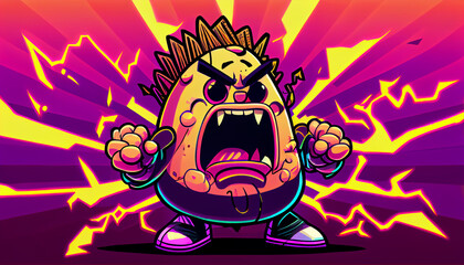 Cartoon character is angry hungry in art illustration