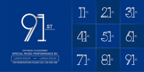 set of anniversary logotype silver color for special celebration event