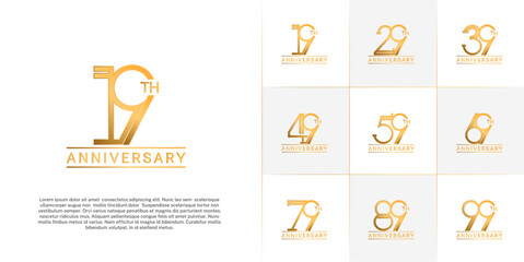 Fototapeta premium set of anniversary logotype golden color for special celebration event