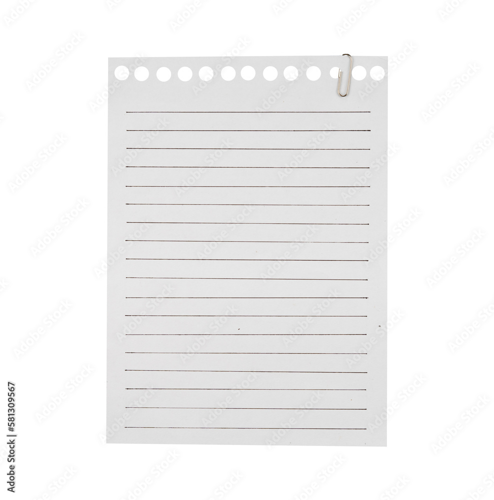 Poster blank notebook paper isolated with clips