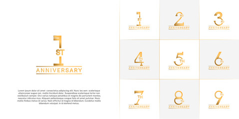 set of anniversary logotype golden color for special celebration event