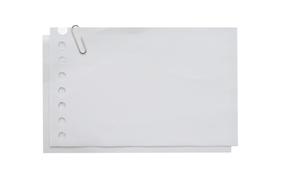 blank white note paper with clips
