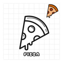 Children Coloring Book Object. Food Series - Pizza