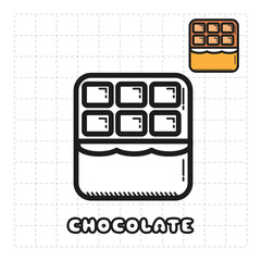 Children Coloring Book Object. Food Series - Chocolate Bar