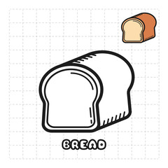 Children Coloring Book Object. Food Series - Bread