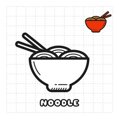 Children Coloring Book Object. Food Series - Noodle