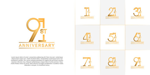 set of anniversary logotype golden color for special celebration event