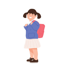 smiling girl with backpack illustration