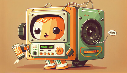 The cute character with big music player