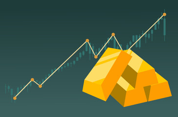 gold investment with candle graph in background