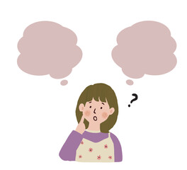 悩んでいる女性　ふきだし
