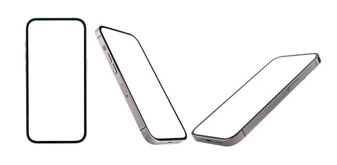 smartphone mockup blank screen isolated with clipping path on white background