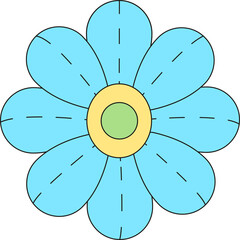sky blue flower bloom illustration