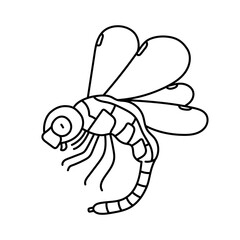 Dragonfly doodle, a hand drawn vector illustration of a dragon fly, isolated on a white background.